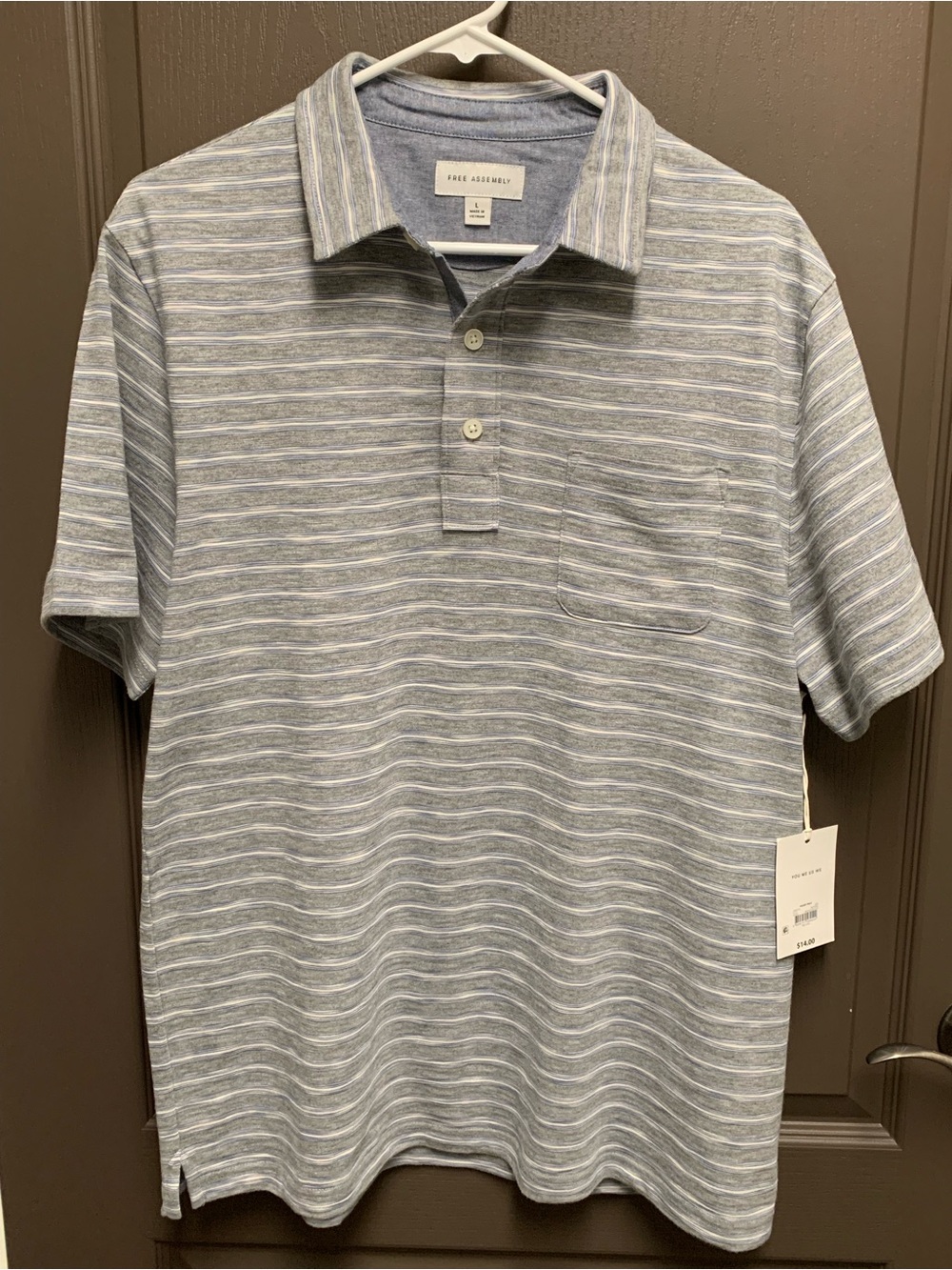 Free Assembly Men's Short Sleeve Striped Polo Shirt - Heather Grey, Large
